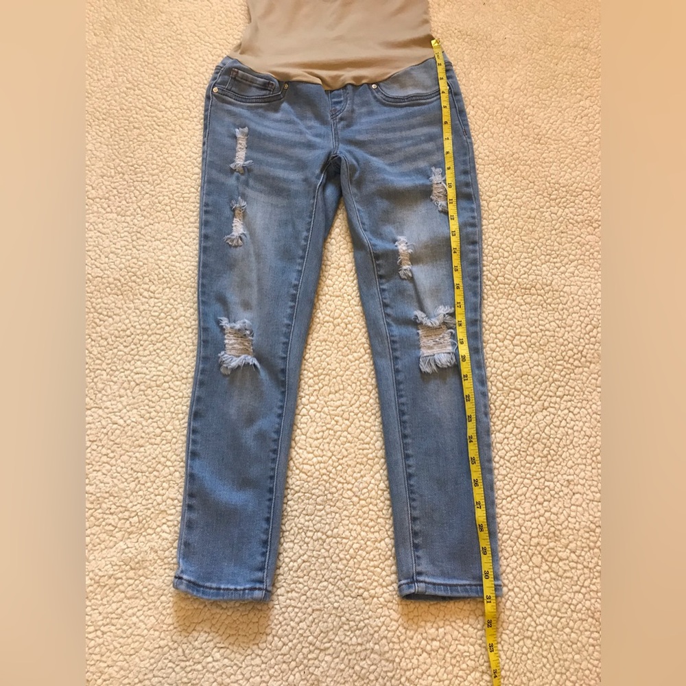 Blue Savvy Maternity Stretch Skinny Crop Jegging Distress Denim Jean Pants Ladie - Picture 6 of 11